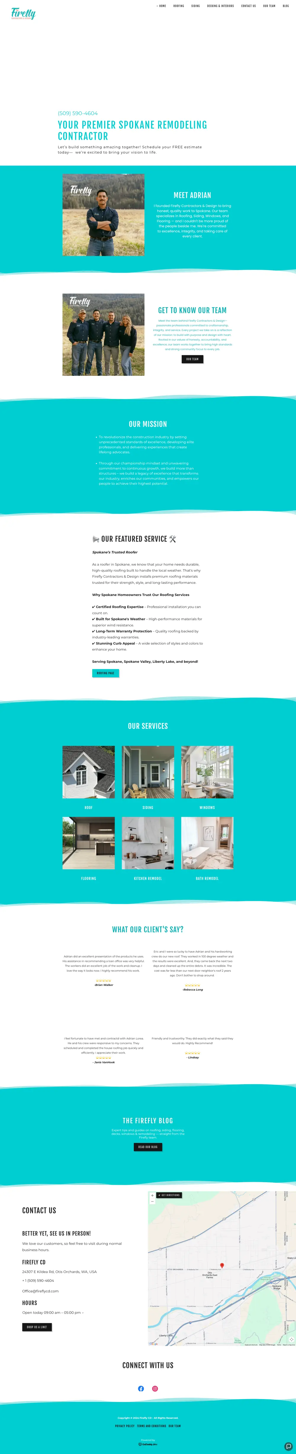 Firefly Contractors & Design website before